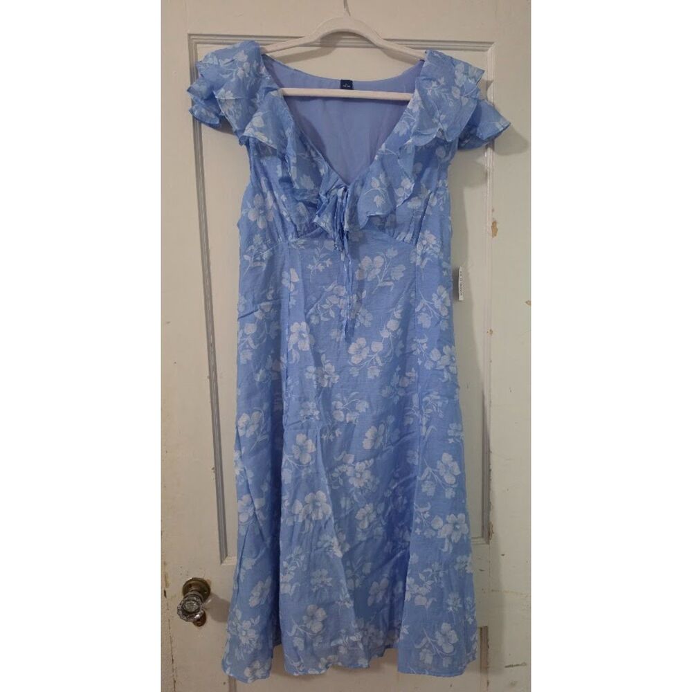 Old Navy NWT XLPetite blue floral flutter sleeve Aline dress